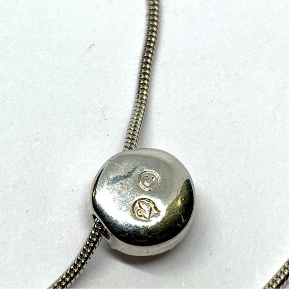 Swarovski Signed Swan Round Clear Crystal Slide Pendant Silver Tone Necklace - Picture 5 of 5